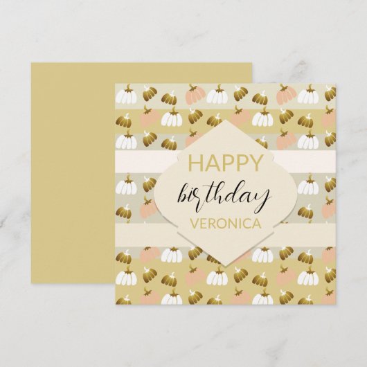 モダン マスタード ブラッシュ アーティスティック パンプキン カード (正面/裏面)