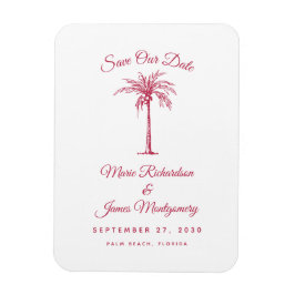 モダン・マゼンタビーチウェディングのSave the Date マグネット