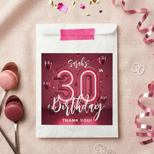 モダン・マゼンタ・ピンクの30歳の誕生日お礼 フェイバーバッグ