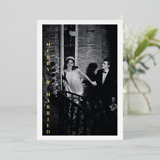 モダン マリー 結婚 写真 ウェディング グラム ゴールド 箔シーズンカード (立ち正面)