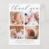 モダン マルチ フォト コラージュ 新生児 感謝 ポストカード (正面)