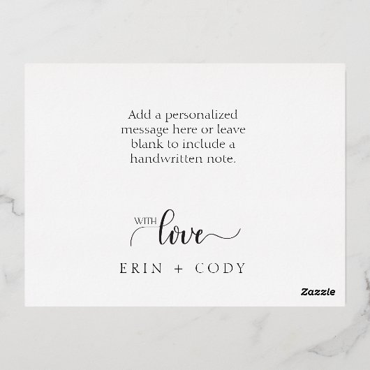 モダン&マルリエレガントー金ゴールドフォイルサンキューカード 箔招待状ポストカード (裏面)