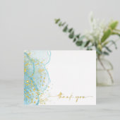 モダン&マルリエレガントー金ゴールドフォイルサンキューカード 箔招待状ポストカード (立ち正面)