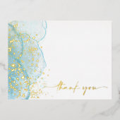 モダン&マルリエレガントー金ゴールドフォイルサンキューカード 箔招待状ポストカード (正面)