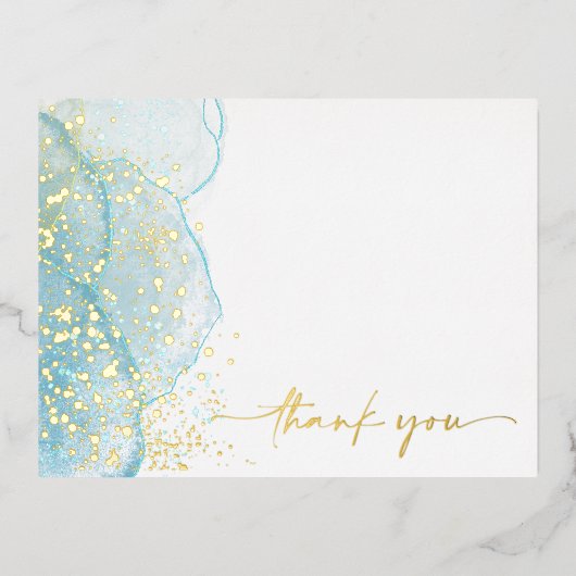 モダン&マルリエレガントー金ゴールドフォイルサンキューカード 箔招待状ポストカード (正面)