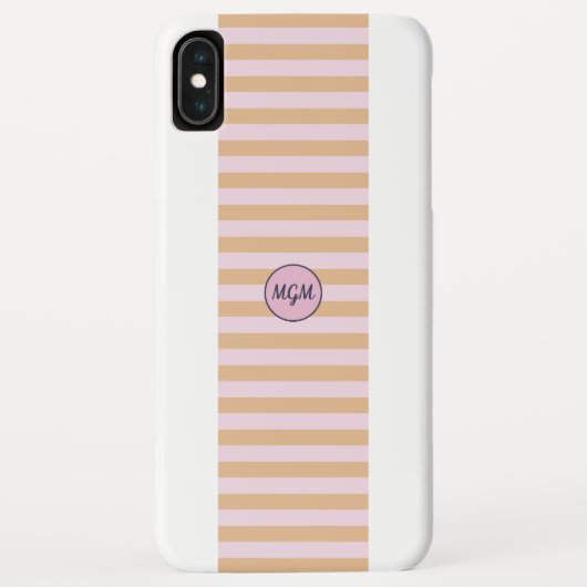 モダン マンゴー オレンジ ピンク ストライプ モノグラム Case-Mate iPhoneケース (裏面)