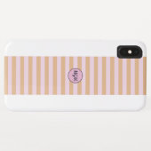 モダン マンゴー オレンジ ピンク ストライプ モノグラム Case-Mate iPhoneケース (裏面(横))