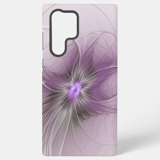 モダン・マーブグレー フラクタルアートの花 SAMSUNG GALAXYケース (裏面)