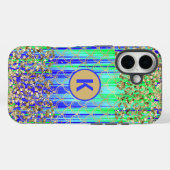 モダン・マーメイドのモノグラム グリッター グリーン ブルー Case-Mate iPhoneケース (裏面 (横))