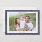 モダン ミッドセンチュリー ブルー ジオメトリック ハヌカ フォト シーズンカード (正面)