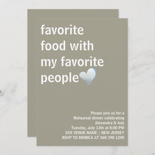 モダン&ミニマエレガントリストリハーサルディナー 招待状 (正面/裏面)