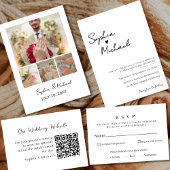 モダン・ミニマリストな黒と白の結婚式RSVPカード 出欠カード