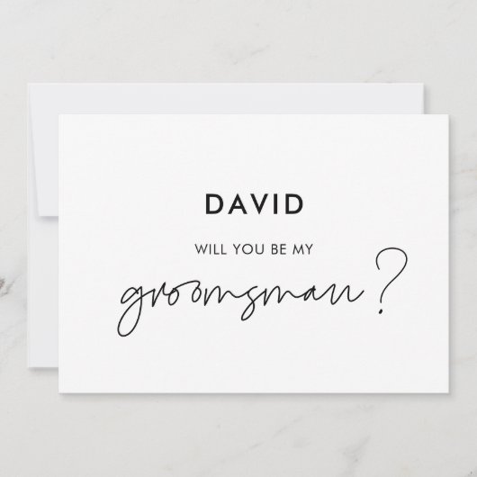 モダン ミニマリストの伴郎カード 招待状 (正面)