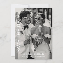 モダン・ミニマリストの結婚式事前告知 セーブザデート