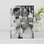 モダン・ミニマリストの結婚式事前告知 セーブザデート (スタンド正面)