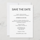 モダン・ミニマリストの結婚式事前告知 セーブザデート (裏面)