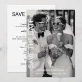 モダン・ミニマリストの結婚式事前告知 セーブザデート (正面/裏面)