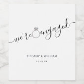 モダン ミニマリスト婚約 ワインラベル (シングルラベル)