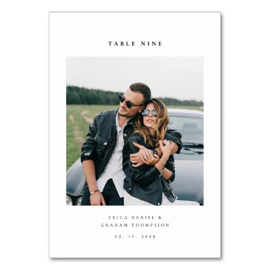 モダン・ミニマリスト結婚式テーブルナンバー(写真付き) テーブルナンバー (正面)
