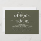モダン・ミニマリスト結婚式ディナーお祝い 招待状 (正面)