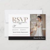 モダン・ミニマリスト結婚式RSVPカード(写真付き) 出欠カード (正面)