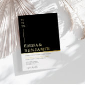 モダン&ミニマリスト黒 |ホワイト結婚金ゴールド 箔招待状