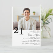 モダン・ミニマリスト21歳の誕生日フォト 招待状 (スタンド正面)