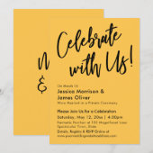 モダン ミニマリスト あんず色 お祝いしよう！ 招待状 (正面/裏面)