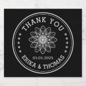 モダン ミニマリスト お花のThank Youカード スパークリングワインラベル (シングルラベル)