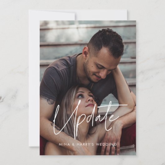 モダン ミニマリスト ウェディング アップデート フォト カード (正面)
