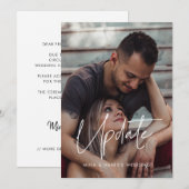 モダン ミニマリスト ウェディング アップデート フォト カード (正面/裏面)