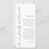 モダン ミニマリスト ウェディング サンクス ノート + メニュー (正面)