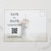 モダン ミニマリスト ウェディング 写真 保存 日付 箔招待状ポストカード (裏面)