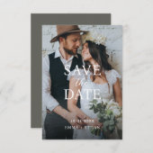 モダン ミニマリスト オリーブグレー セーブザデート (正面/裏面)