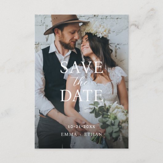 モダン ミニマリスト オリーブグレー セーブザデート (正面)