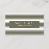 モダン ミニマリスト オリーブ グリーン ストライプ 名刺 (正面)