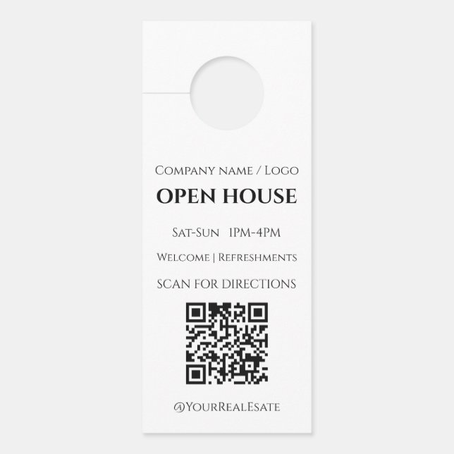 モダン・ミニマリスト・オープンハウス 不動産QRコード ドアノブサイン (正面)