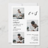 モダン ミニマリスト カジュアルイニシャル 4枚 フォトウェディング 招待状 (正面)