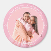 モダン ミニマリスト カップル 写真 ピンク 結婚式の引出物 マグネット (正面)