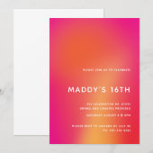 モダン ミニマリスト カラフル アブストラクト スイート 16 招待状 (正面/裏面)