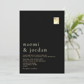 モダン ミニマリスト カリグラフィー ブラック ウェディング インビタ 招待状 (スタンド正面)