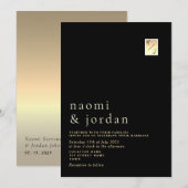 モダン ミニマリスト カリグラフィー ブラック ウェディング インビタ 招待状 (正面/裏面)