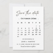 モダン ミニマリスト カレンダー フォト セーブ ザ デート 招待状 (正面)