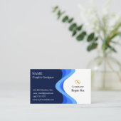 モダン ミニマリスト カンパニー ブルー ホワイト 名刺 (スタンド正面)