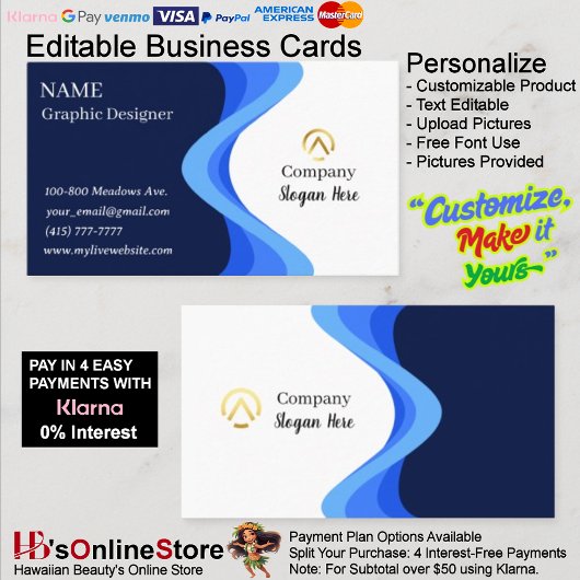 モダン ミニマリスト カンパニー ブルー ホワイト 名刺