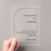 モダン ミニマリスト クリア ラグジュアリー ウェディング アクリル招待状 (インサイチュ (ポータブル))