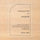 モダン ミニマリスト クリア ラグジュアリー ウェディング アクリル招待状 (正面)