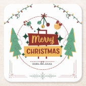 モダン ミニマリスト クリスマスコースター スクエアペーパーコースター (正面)