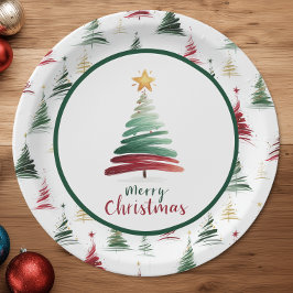 モダン・ミニマリスト・クリスマスツリー柄 ペーパープレート