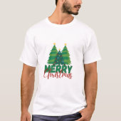 モダン ミニマリスト クリスマスツリー パターンTシャツ Tシャツ (正面)